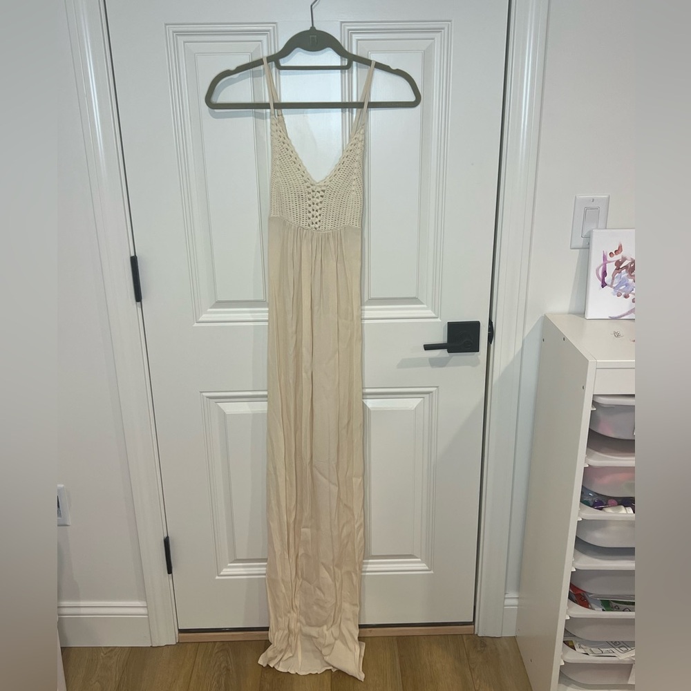Ark & Co Cream Crochet Maxi Dress